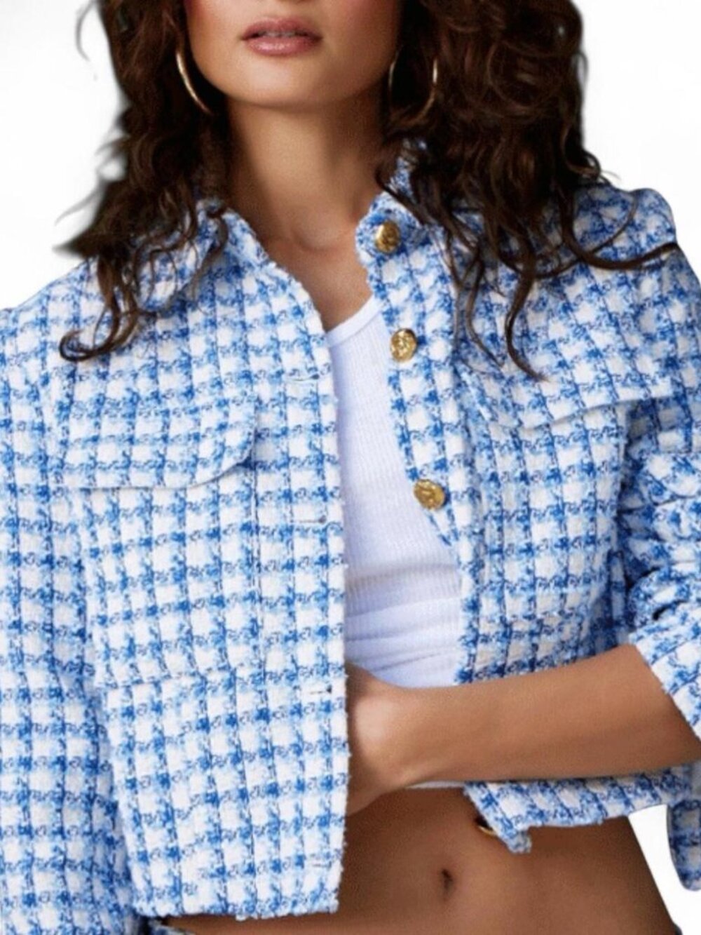 Aqua Women's Blue Tweed Jacket
